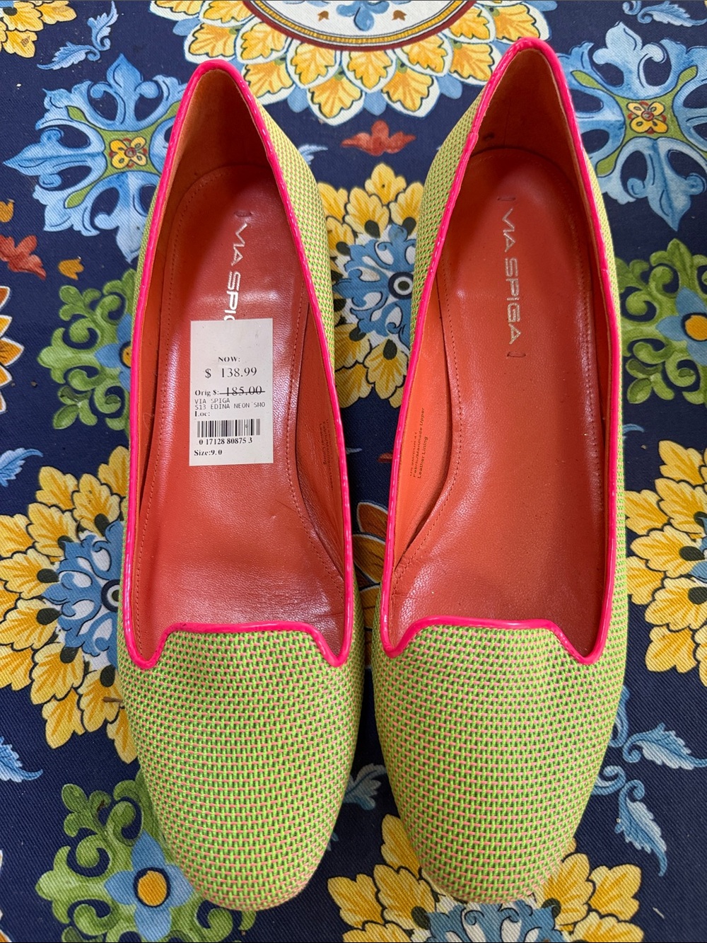 Via Spiga Lime Green Flats with Hot Pink Trim 9